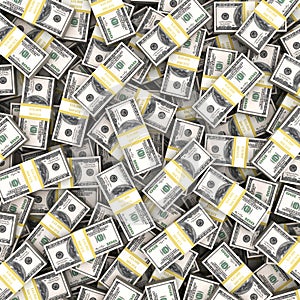 Stack of 100 dollars USA on white background.