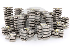 Stack of 100 dollars USA on white background.