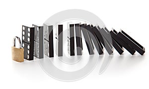 Stack of dominoes falling
