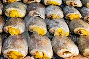 Stack of dried fish.