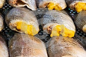 Stack of dried fish.