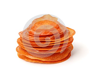 Stack of dried slices of persimmon fruit
