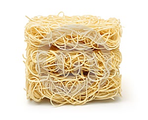 Stack of dry uncooked ramen noodles