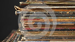 A stack of dusty records each one loaded with nostalgic and sentimental value photo