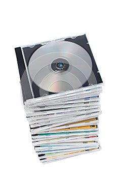 Stack of dvd's and cd's photo