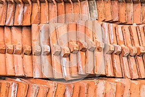 Stack of earthenware roof tile