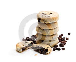 Stack of Eccles cakes isolated on white