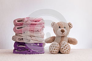 Stack of eco-friendly cloth baby diapers