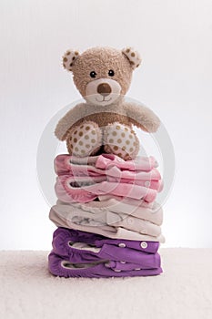 Stack of eco-friendly cloth baby diapers