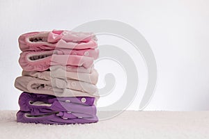 Stack of eco-friendly cloth baby diapers