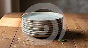 A stack of eight light blue