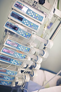 Stack of electronic devices in ICU
