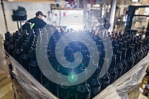 Stack of empty beer bottles