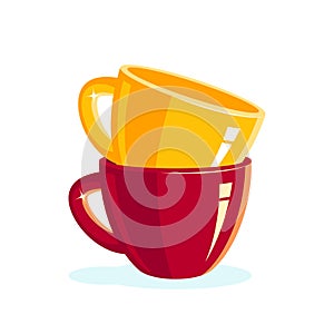 Stack of empty colored cups, vector icons