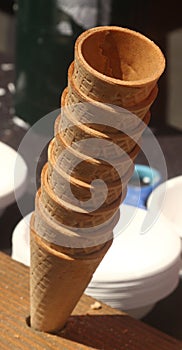 Stack of empty ice cream cones