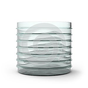 Stack of Empty Transparent Glass Petri Dishes Isolated on White Background.