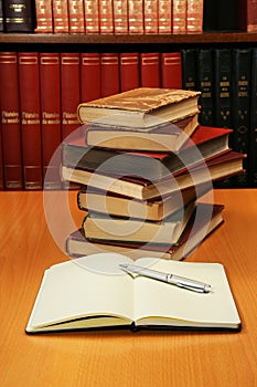 Stack of encyclopedia books photo