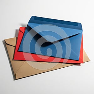 Stack of envelopes isolated on white background