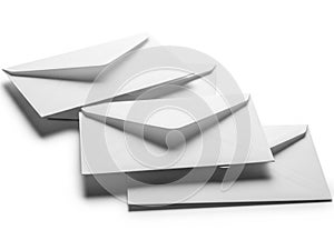 Stack of envelopes isolated on white background