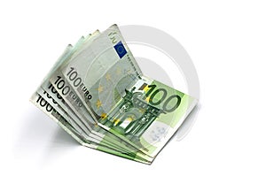 A stack of 100 euro banknotes
