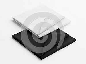 Stack of fabric sheets isolated on white background