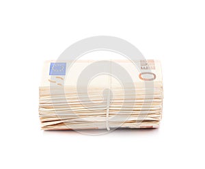 Stack of fifty euro bank notes