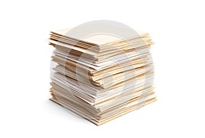 Stack of Files Folders and Papers on White