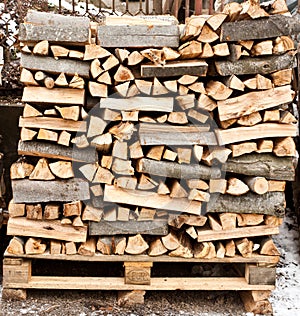 Stack of firewood photo