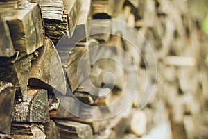 A stack of firewood close up