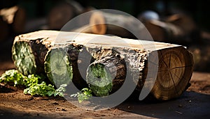 Stack of firewood in a forest, ready for winter generated by AI