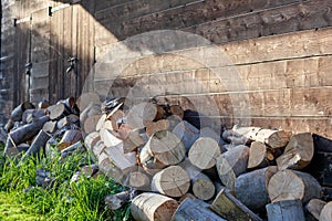 A stack of firewood in the village