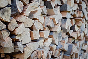 A stack of firewood in the village