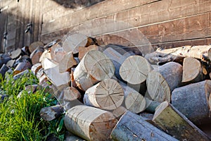 A stack of firewood in the village