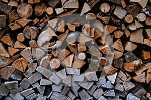Stack of firewood for winter time