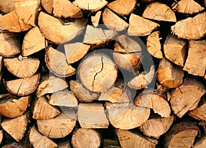 Stack of Firewood - wood background - abstract wood stack