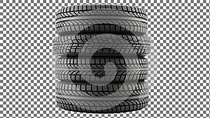 Stack of Five Car Tires