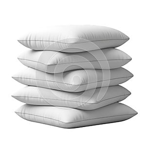 Stack of Five White Pillows on Black Background