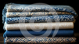 Stack of Luxury Folded Scarves with Gradient Colors. Generated Using AI