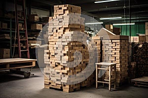 stack of flat-packed furniture boxes ready for shipment