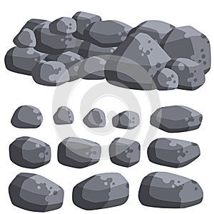 Stack of flat stone rock set.