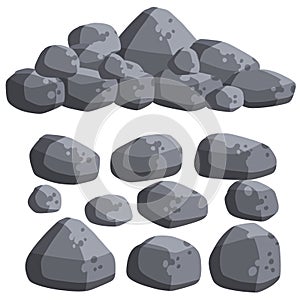 Stack of flat stone rock set