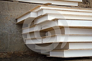 Stack of foam plastic for insulation