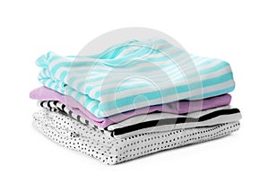 Stack of folded child clothes isolated
