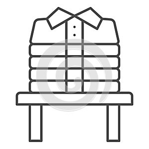 Stack of folded clean shirts thin line icon, dry cleaning concept, stack of washed clothes vector sign on white