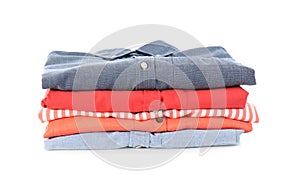 Stack of folded clothes isolated