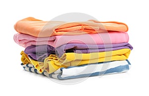 Stack of folded clothes isolated