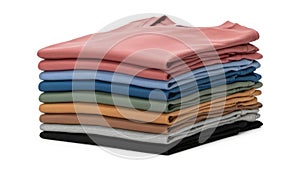 Stack of folded clothes isolated on white background