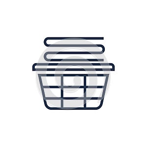 stack of folded clothes in laundry basket. Vector illustration decorative design