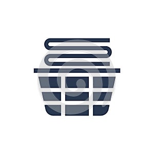 Stack of folded clothes in laundry basket. Vector illustration decorative design