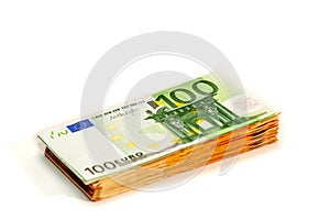 Stack of Folded EU Currency Notes on White background, euro, money